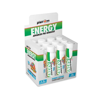 Energy Pre-Workout Shots Gummy Worms - Box of 12